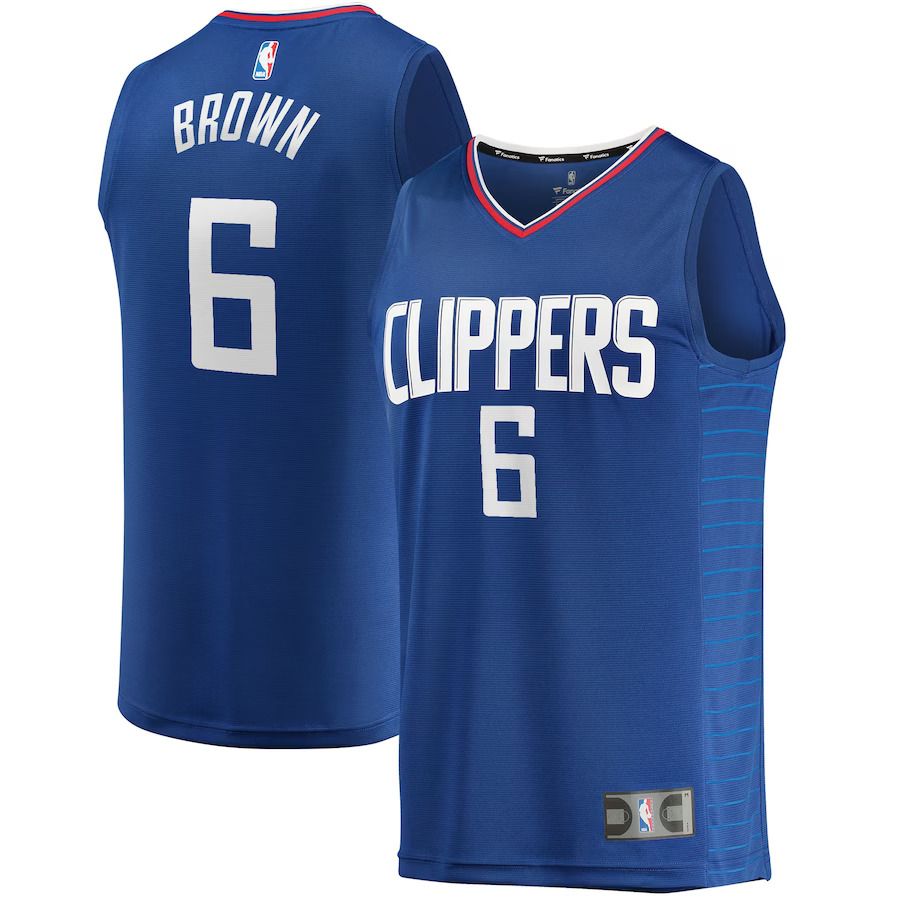 Men Los Angeles Clippers #6 Moses Brown Fanatics Branded Royal 2022-23 Fast Break Replica Player NBA Jersey